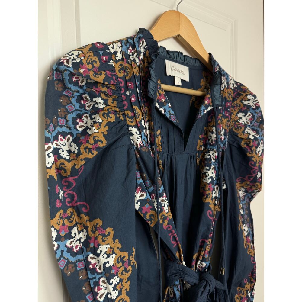 NWOT Cleobella Ivana Mini Boho Autumn Dress Organic Cotton Venezia Blue Small - Picture 4 of 9